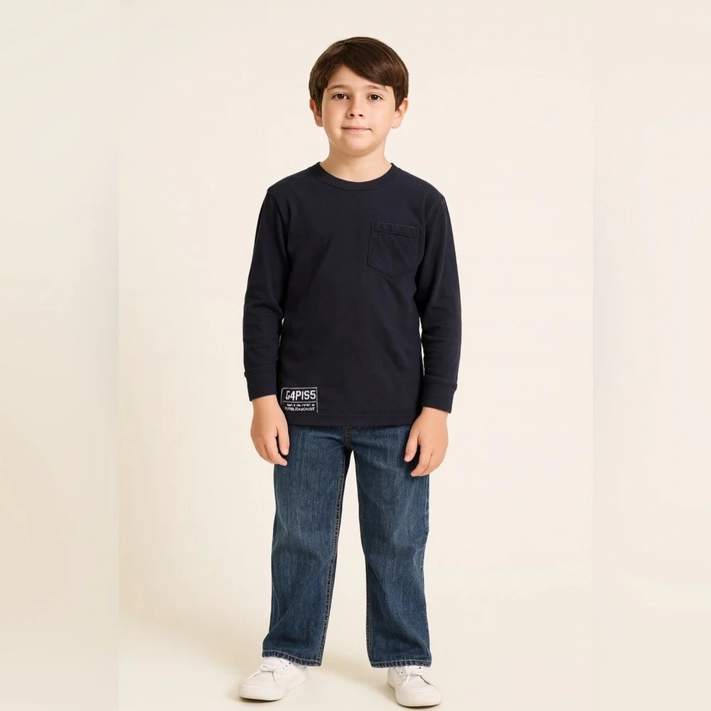 GAP Blue Long Sleeve Tee Casual Crew Neck